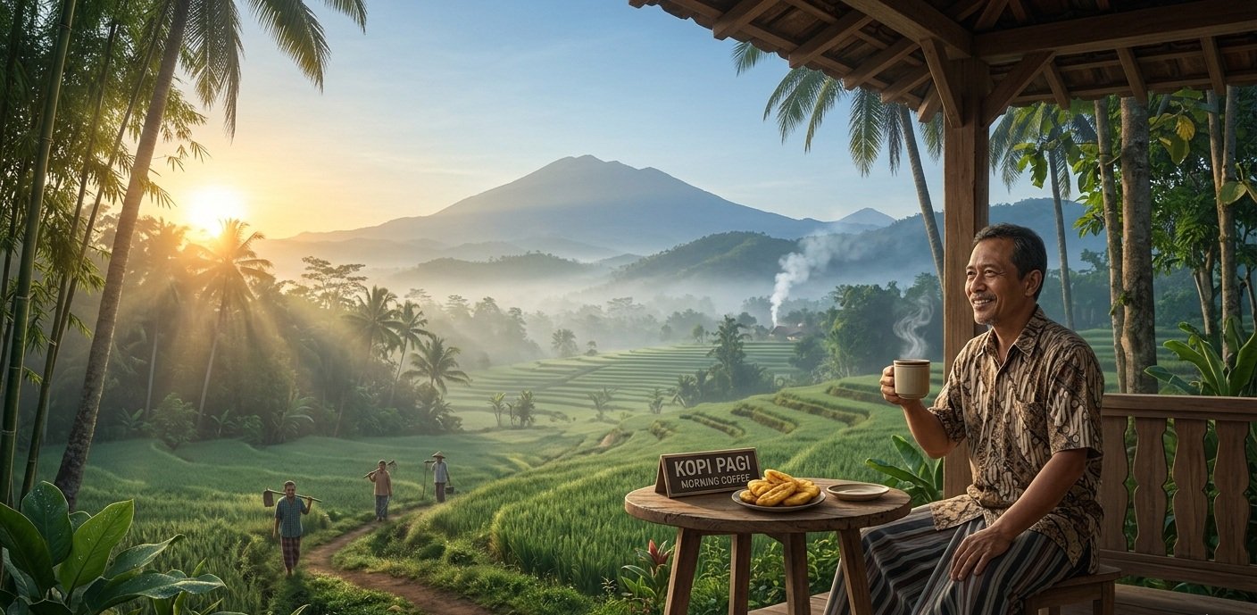 ilustrasi minum kopi